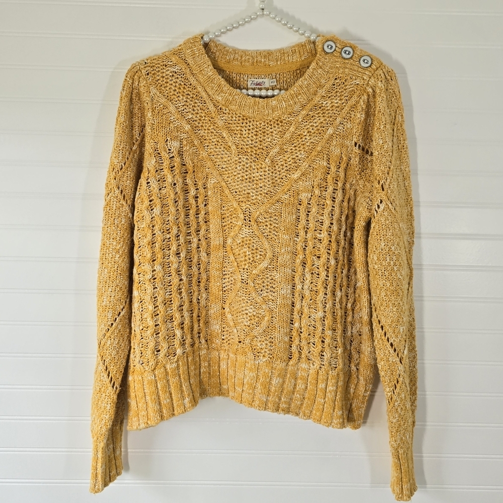 Faherty Button Shoulder Samson Sweater Medium - Picture 5 of 9